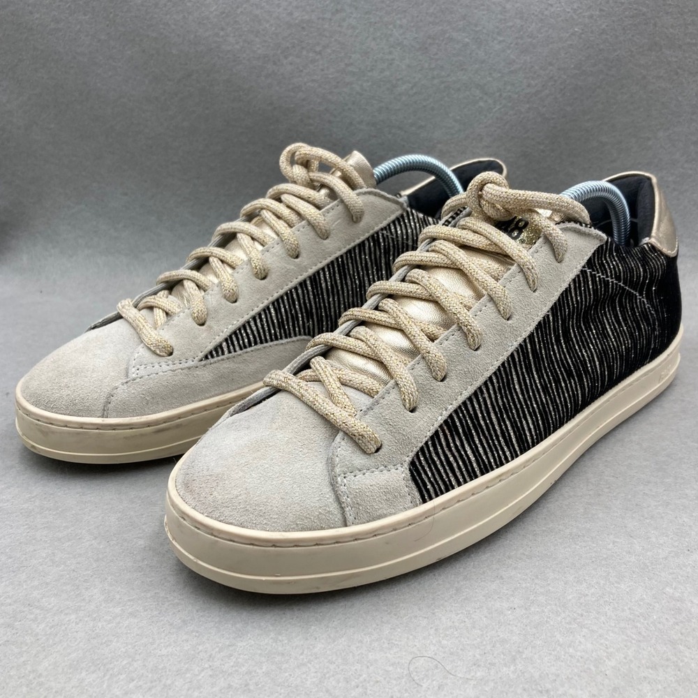 P448 S23 John Low Top Sneakers Women's 8.5-9 EU 39 Stripe Suede Leather‎ Italy